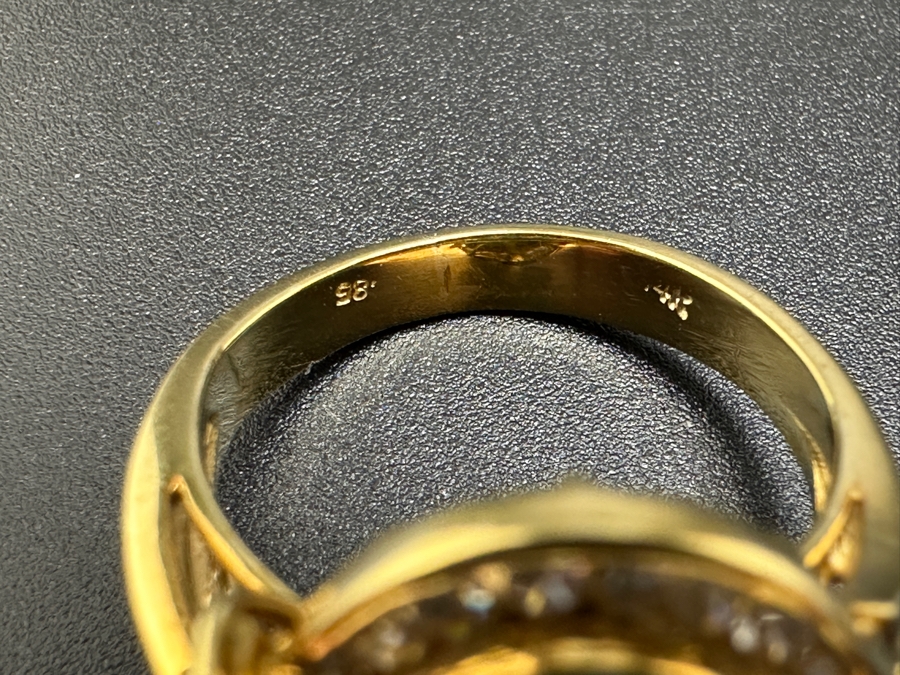 14K Gold Green Jade (13x10mm Cabochon) and Diamond Ring 6.4g ～.65 cttw Diamonds SI²-SI³ Size 6.5 FMV $750 Retail $1,500 [Photo 12]