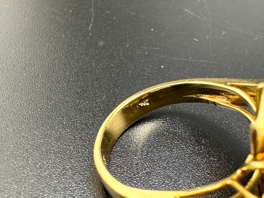 14K Gold Green Jade (13x10mm Cabochon) and Diamond Ring 6.4g ～.65 cttw Diamonds SI²-SI³ Size 6.5 FMV $750 Retail $1,500 [Photo 11]