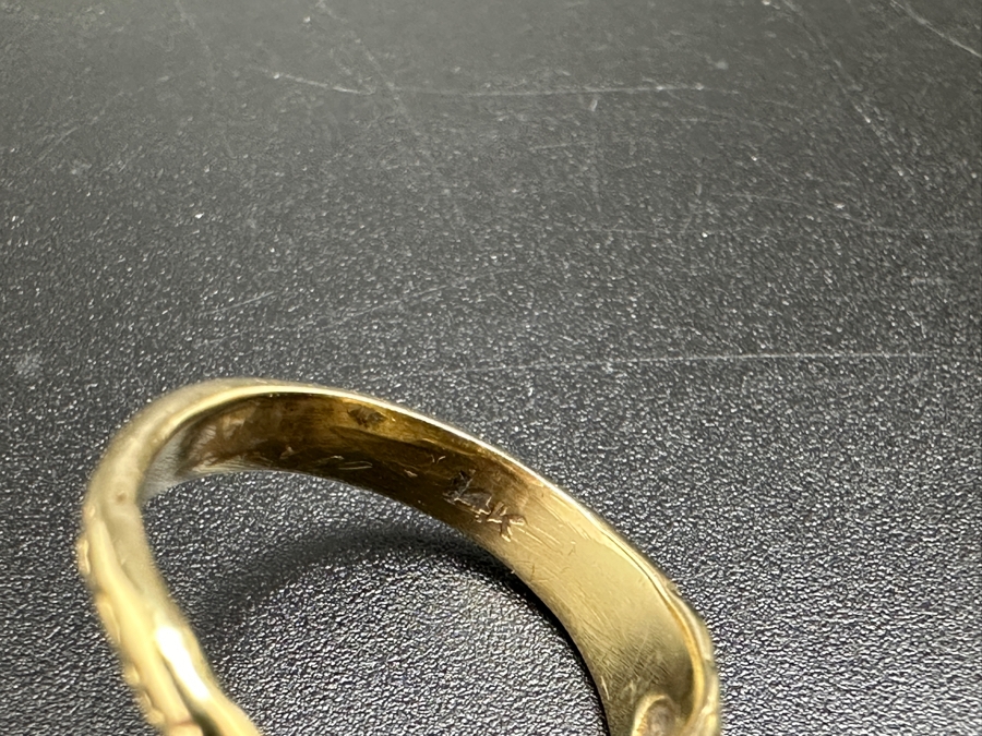 14K Gold Cheetah Ring with Emerald Eyes 5.5g Size 4 FMV $500 Retail $1,000 [Photo 12]