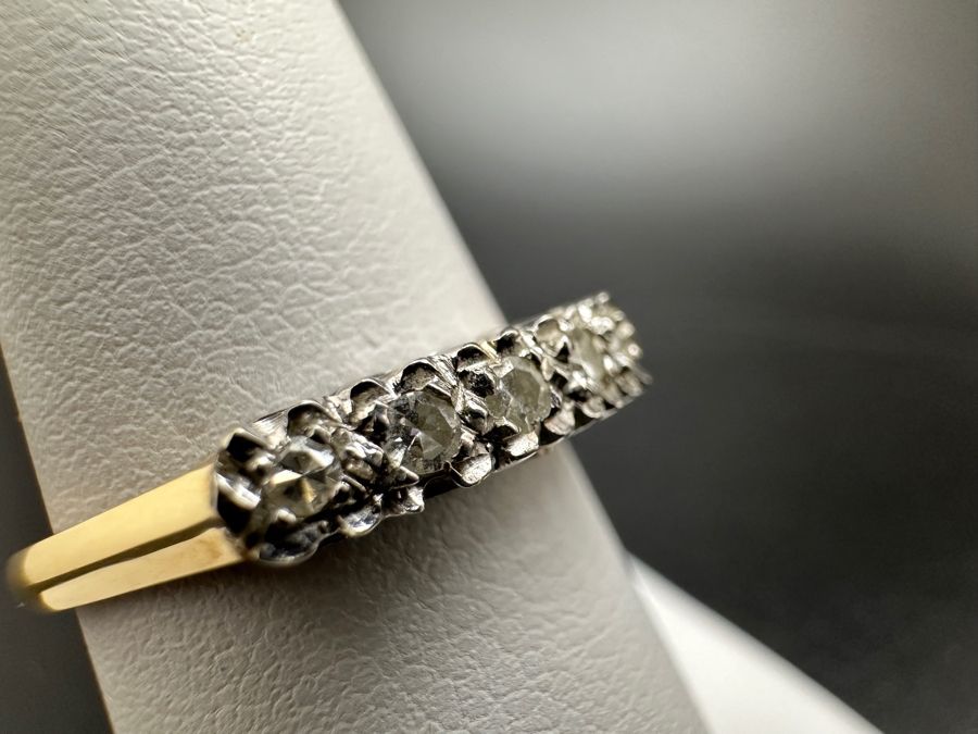 14K Gold Two Tone Band with CZ Stones 2.3g FMV $350 Retail $700 [Photo 5]