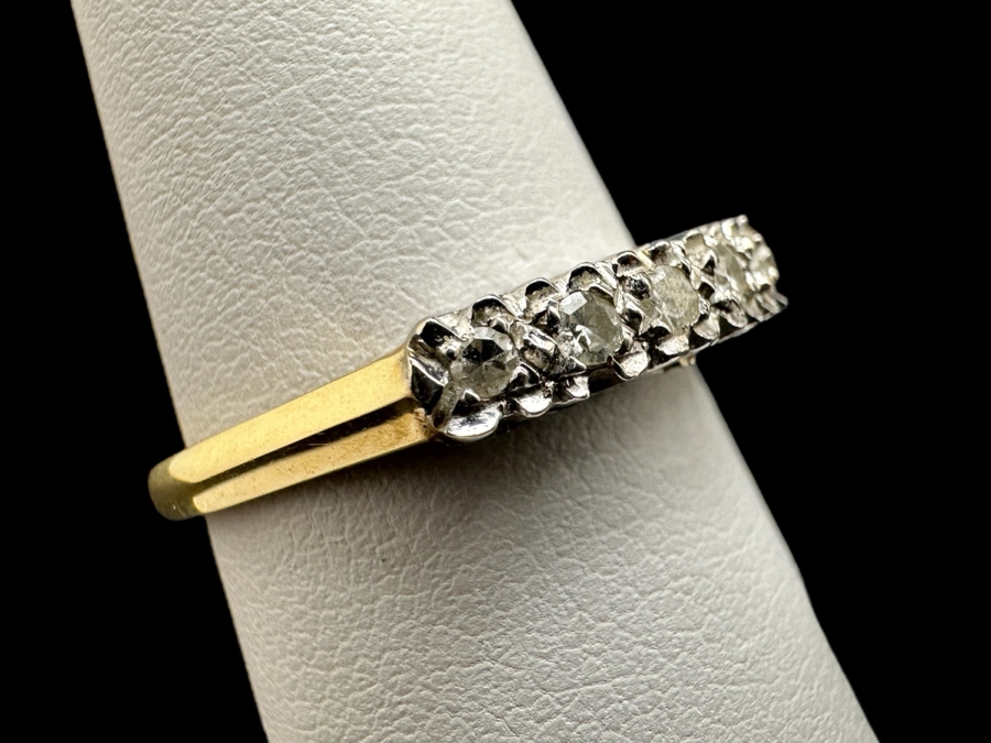14K Gold Two Tone Band with CZ Stones 2.3g FMV $350 Retail $700 [Photo 2]