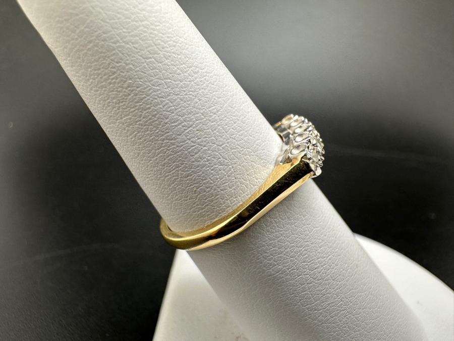 14K Gold Two Tone Band with CZ Stones 2.3g FMV $350 Retail $700 [Photo 7]