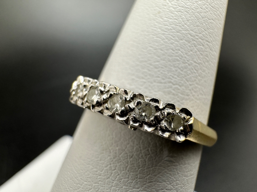 14K Gold Two Tone Band with CZ Stones 2.3g FMV $350 Retail $700 [Photo 12]