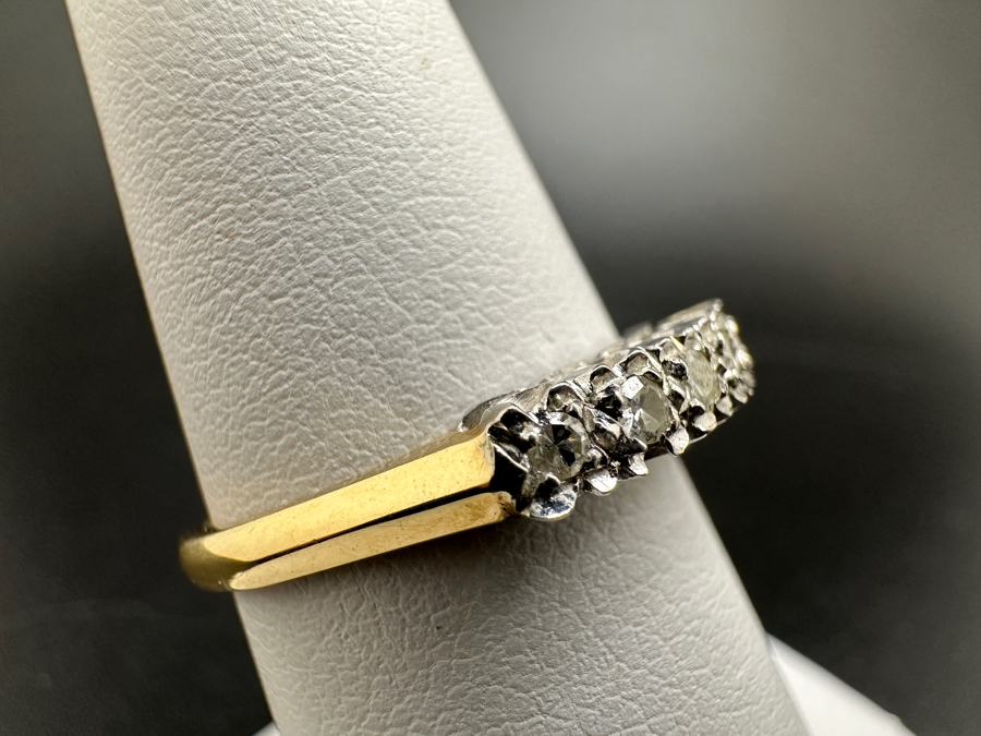 14K Gold Two Tone Band with CZ Stones 2.3g FMV $350 Retail $700 [Photo 6]
