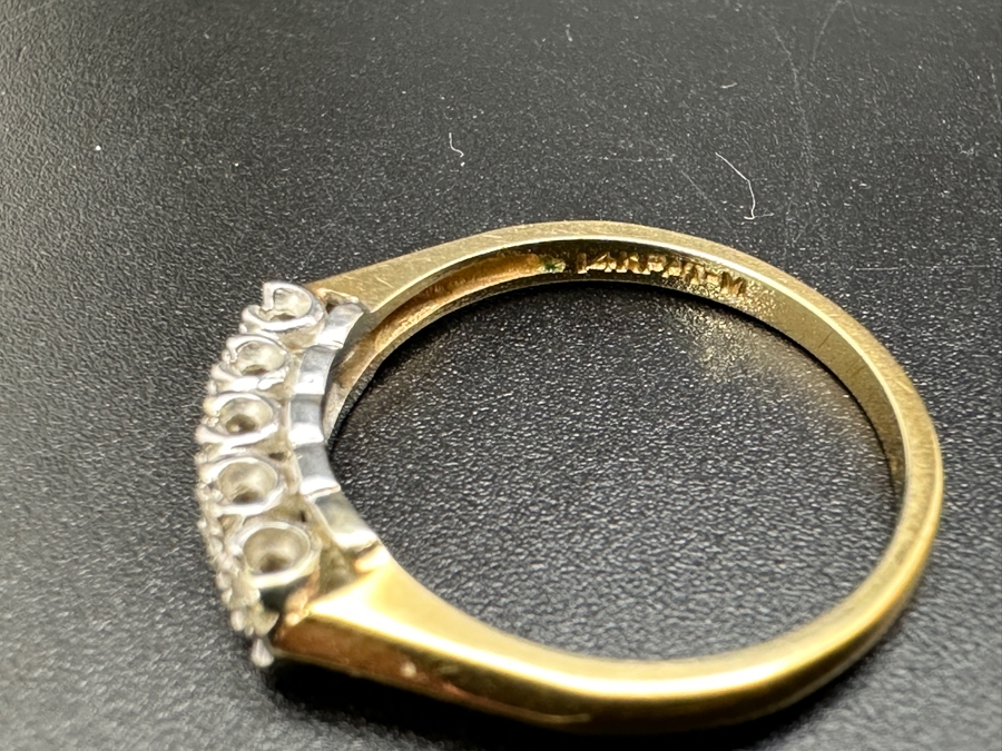 14K Gold Two Tone Band with CZ Stones 2.3g FMV $350 Retail $700 [Photo 15]