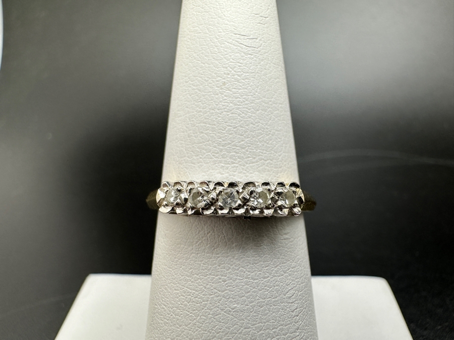 14K Gold Two Tone Band with CZ Stones 2.3g FMV $350 Retail $700 [Photo 3]