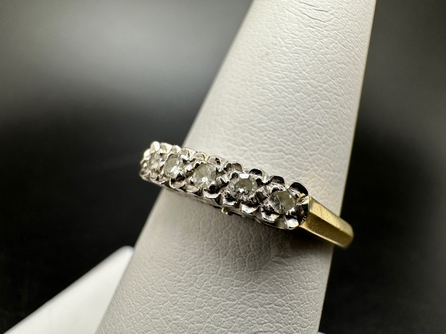 14K Gold Two Tone Band with CZ Stones 2.3g FMV $350 Retail $700 [Photo 10]