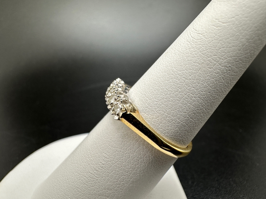 14K Gold Two Tone Band with CZ Stones 2.3g FMV $350 Retail $700 [Photo 9]