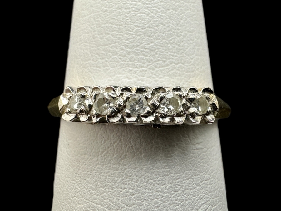 14K Gold Two Tone Band with CZ Stones 2.3g FMV $350 Retail $700 [Photo 1]