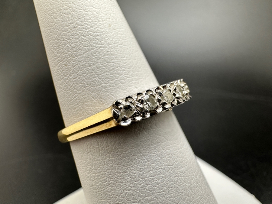 14K Gold Two Tone Band with CZ Stones 2.3g FMV $350 Retail $700 [Photo 4]