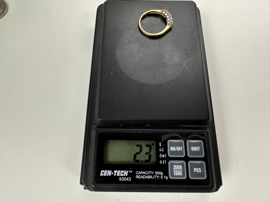 14K Gold Two Tone Band with CZ Stones 2.3g FMV $350 Retail $700 [Photo 17]