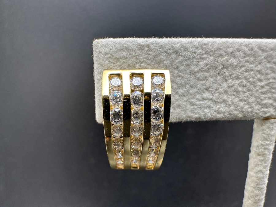 14K Gold CZ Earrings with Omega Back 6.9g FMV $500 Retail $1000 [Photo 10]