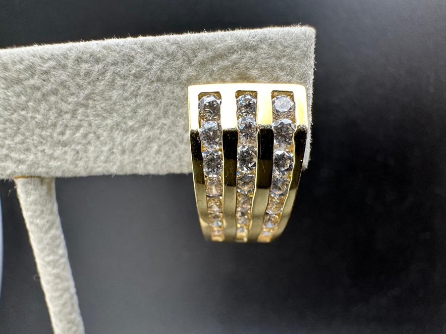 14K Gold CZ Earrings with Omega Back 6.9g FMV $500 Retail $1000 [Photo 13]