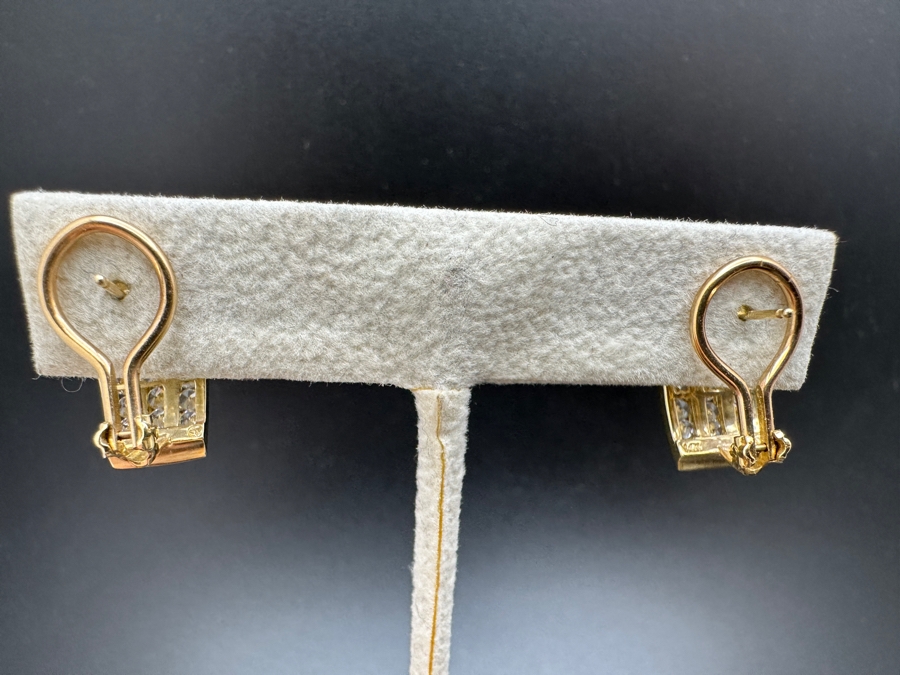 14K Gold CZ Earrings with Omega Back 6.9g FMV $500 Retail $1000 [Photo 9]