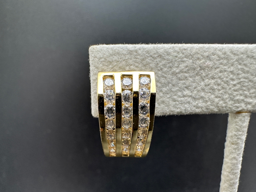 14K Gold CZ Earrings with Omega Back 6.9g FMV $500 Retail $1000 [Photo 11]
