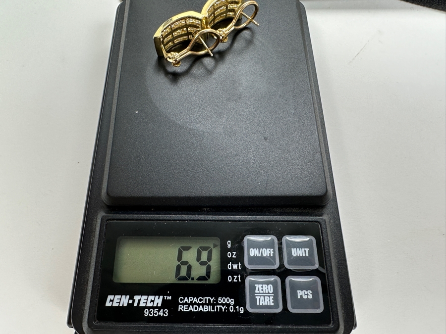 14K Gold CZ Earrings with Omega Back 6.9g FMV $500 Retail $1000 [Photo 16]