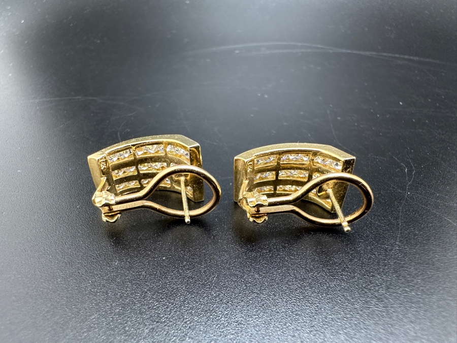 14K Gold CZ Earrings with Omega Back 6.9g FMV $500 Retail $1000 [Photo 15]