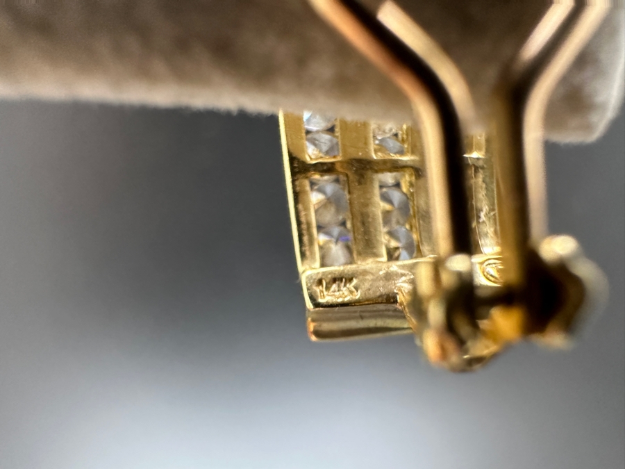14K Gold CZ Earrings with Omega Back 6.9g FMV $500 Retail $1000 [Photo 8]