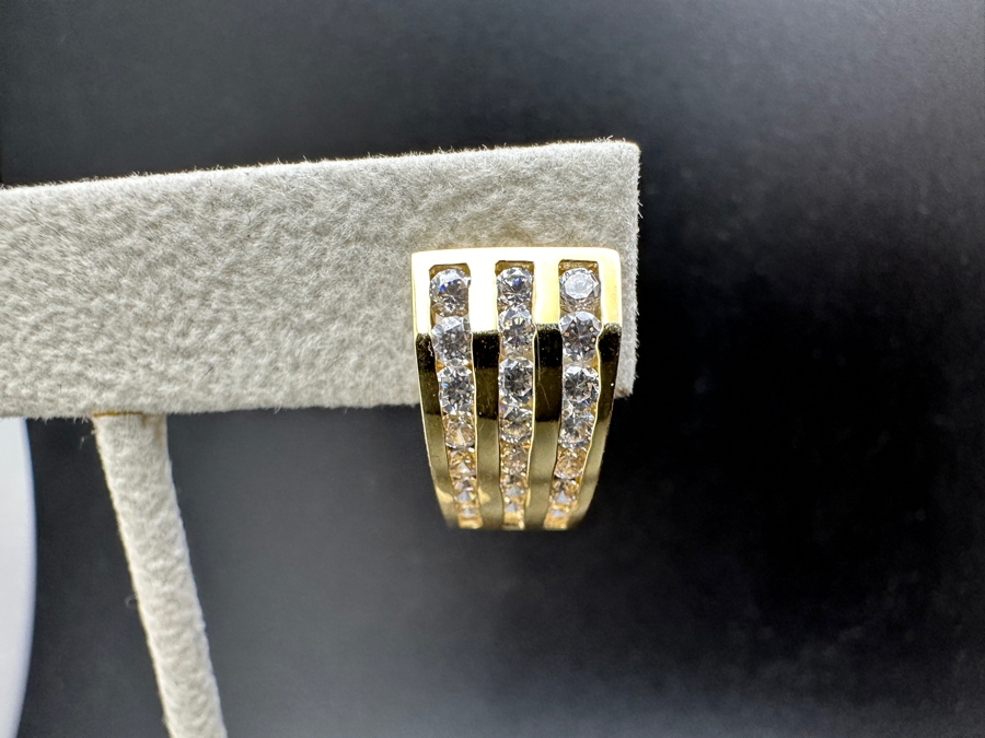 14K Gold CZ Earrings with Omega Back 6.9g FMV $500 Retail $1000 [Photo 12]