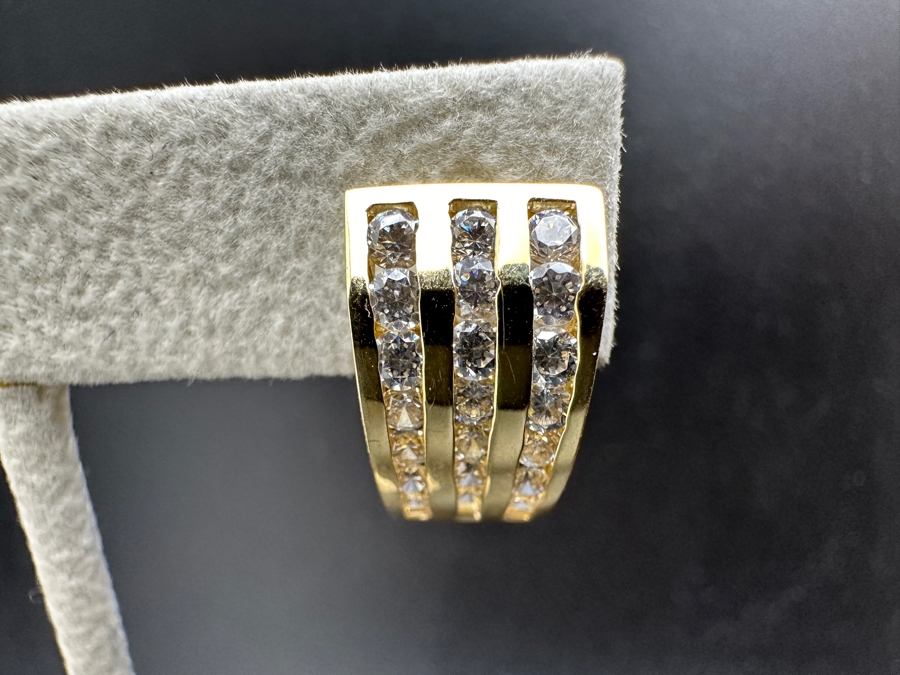 14K Gold CZ Earrings with Omega Back 6.9g FMV $500 Retail $1000 [Photo 14]