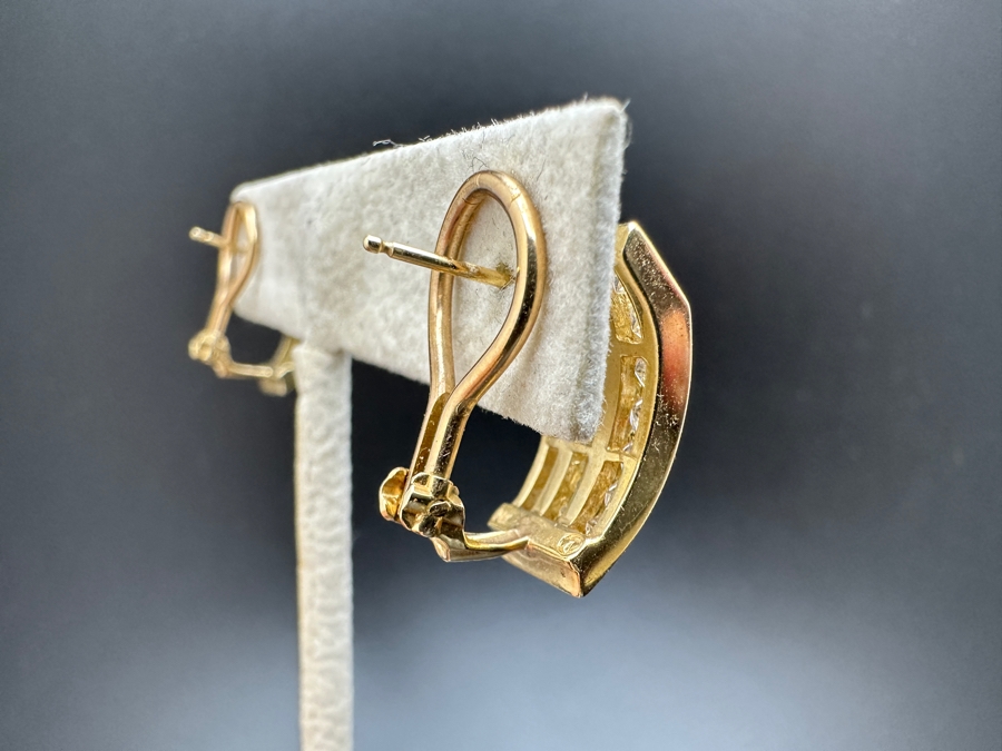 14K Gold CZ Earrings with Omega Back 6.9g FMV $500 Retail $1000 [Photo 7]