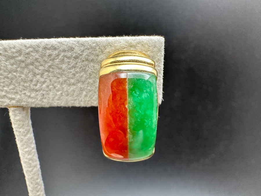 14K Gold Jade and Jasper Earrings 10.6g FMV $350 Retail $700 [Photo 5]