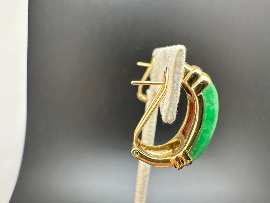 14K Gold Jade and Jasper Earrings 10.6g FMV $350 Retail $700 [Photo 7]