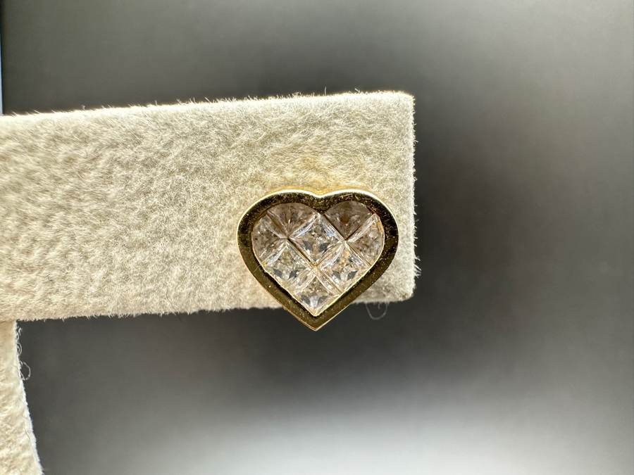 Invisible Set 14K Gold CZ Earrings 2.2g FMV $200 Retail $400 [Photo 5]