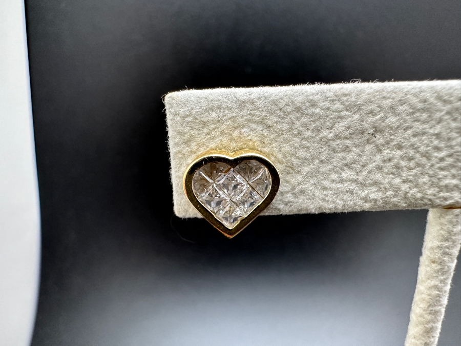 Invisible Set 14K Gold CZ Earrings 2.2g FMV $200 Retail $400 [Photo 4]