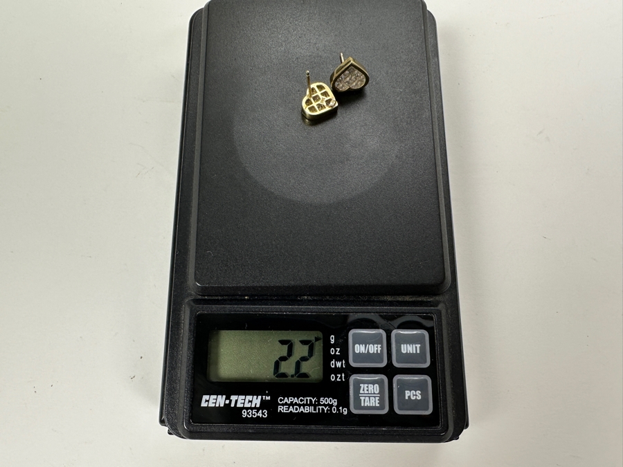 Invisible Set 14K Gold CZ Earrings 2.2g FMV $200 Retail $400 [Photo 6]