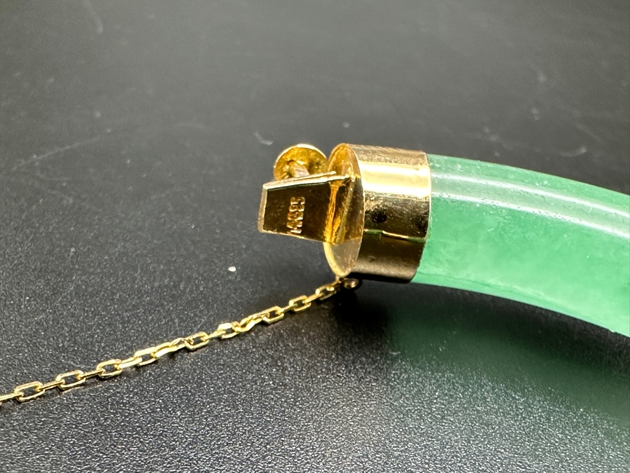 Jadeite Bracelet with 14K Gold Clasp and Hinge 39.6g [Photo 8]