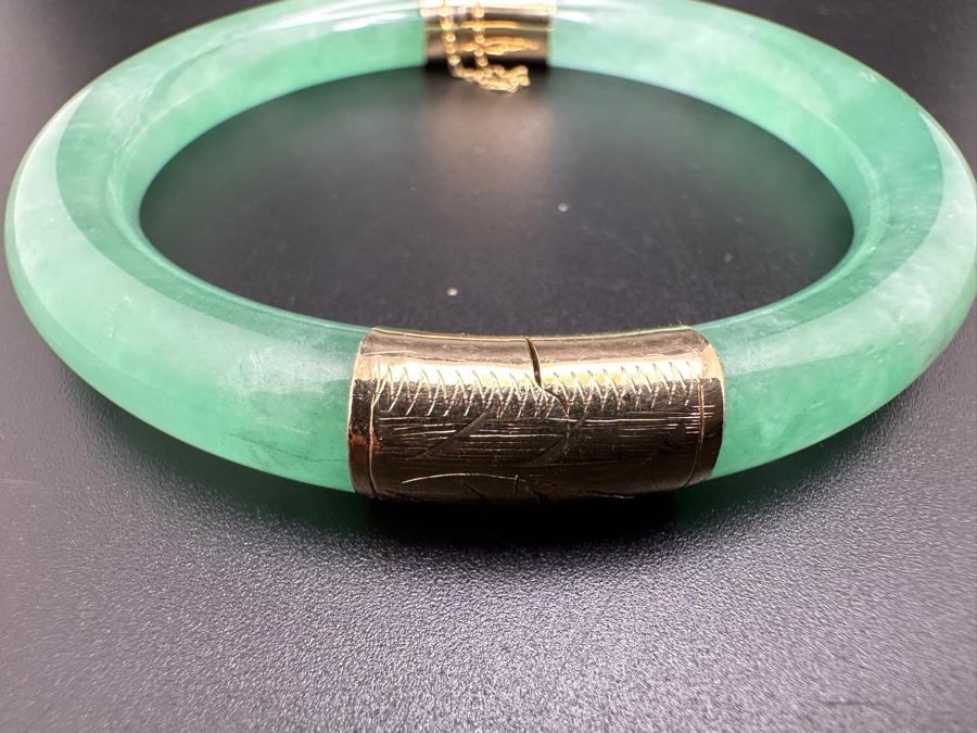 Jadeite Bracelet with 14K Gold Clasp and Hinge 39.6g [Photo 5]