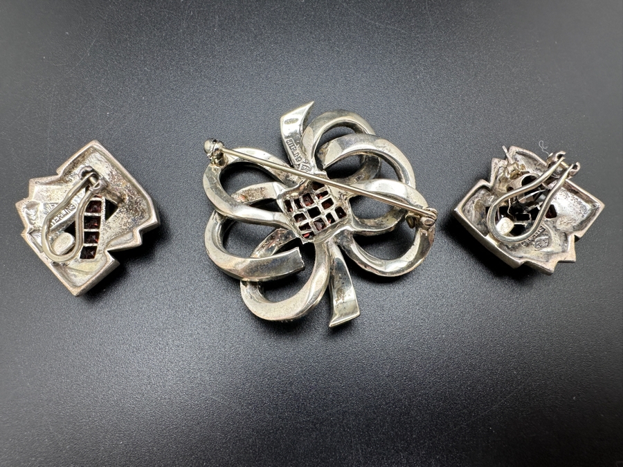 Vintage Sterling Silver Earrings and Brooch Pin 32g [Photo 5]