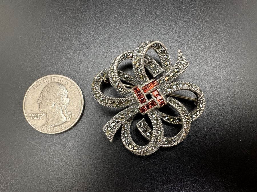 Vintage Sterling Silver Earrings and Brooch Pin 32g [Photo 11]