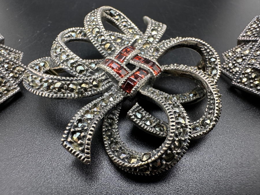 Vintage Sterling Silver Earrings and Brooch Pin 32g [Photo 3]