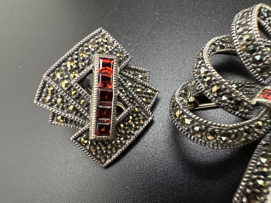 Vintage Sterling Silver Earrings and Brooch Pin 32g [Photo 4]