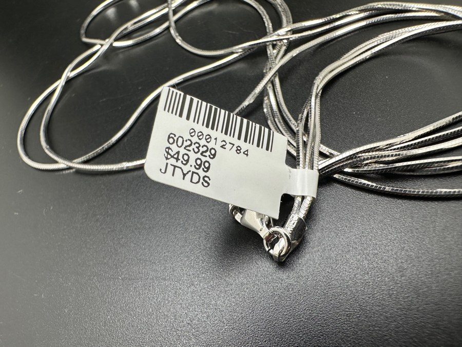 Italian 18' Sterling Silver Flat Snake Multi Strand Necklace New With Tags [Photo 3]