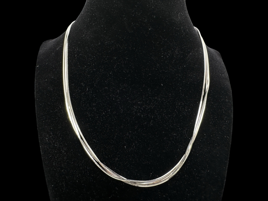 Italian 18' Sterling Silver Flat Snake Multi Strand Necklace New With Tags [Photo 1]