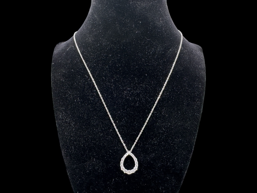 Italian 18' Sterling Silver Necklace and Teardrop Pendant 3.2g [Photo 2]