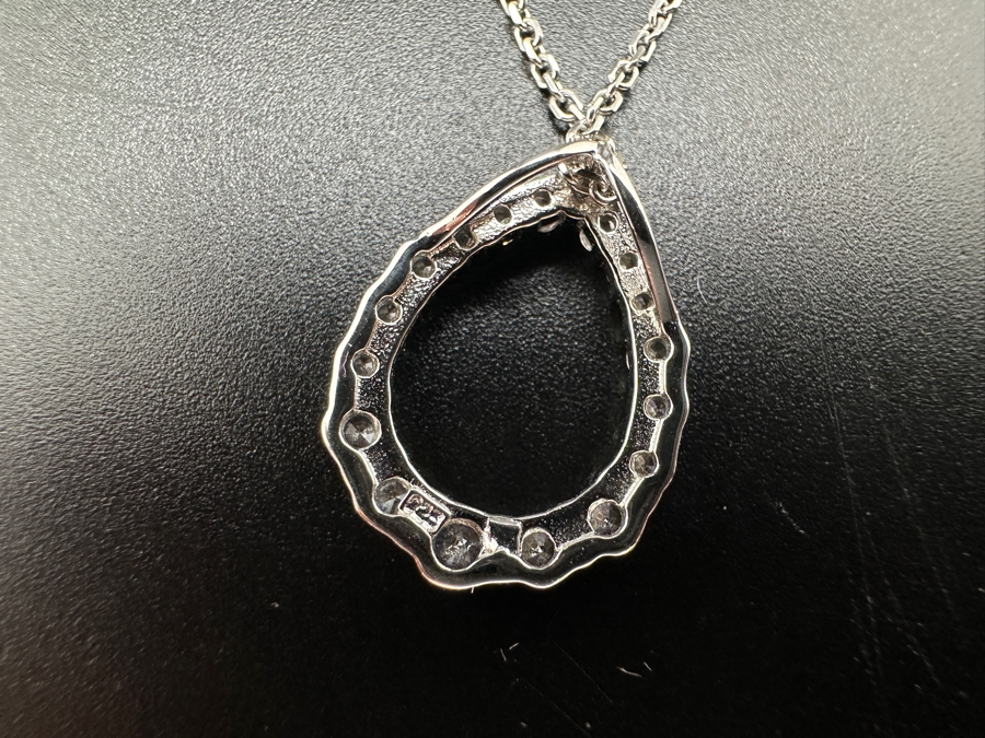 Italian 18' Sterling Silver Necklace and Teardrop Pendant 3.2g [Photo 4]