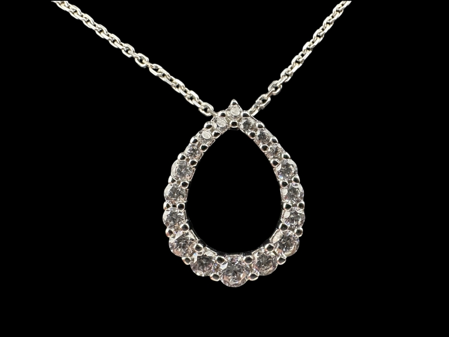 Italian 18' Sterling Silver Necklace and Teardrop Pendant 3.2g [Photo 3]