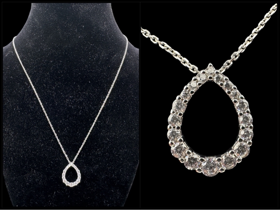 Italian 18' Sterling Silver Necklace and Teardrop Pendant 3.2g [Photo 1]