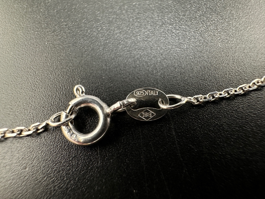 Italian 18' Sterling Silver Necklace and Teardrop Pendant 3.2g [Photo 5]