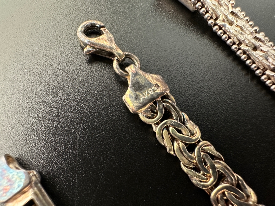 Set Of Three Sterling Silver Bracelets 7.5L 27.2g [Photo 3]