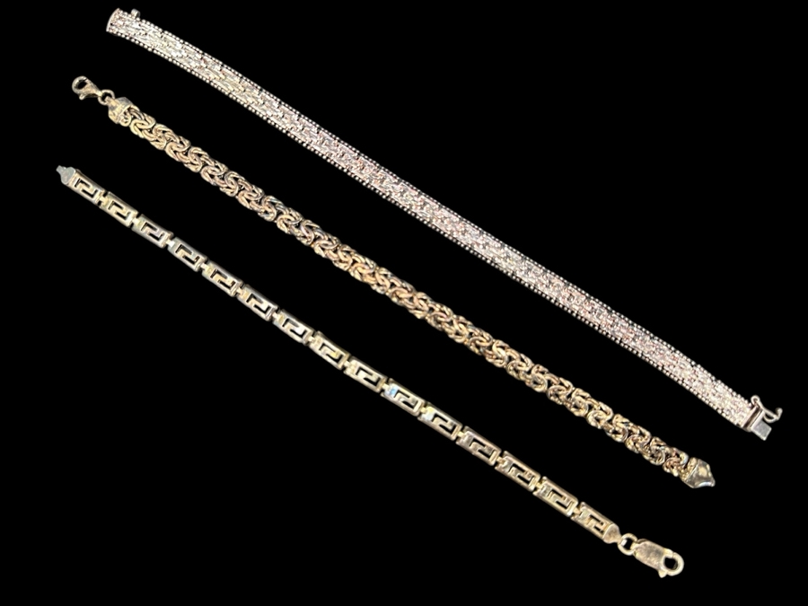 Set Of Three Sterling Silver Bracelets 7.5L 27.2g [Photo 1]