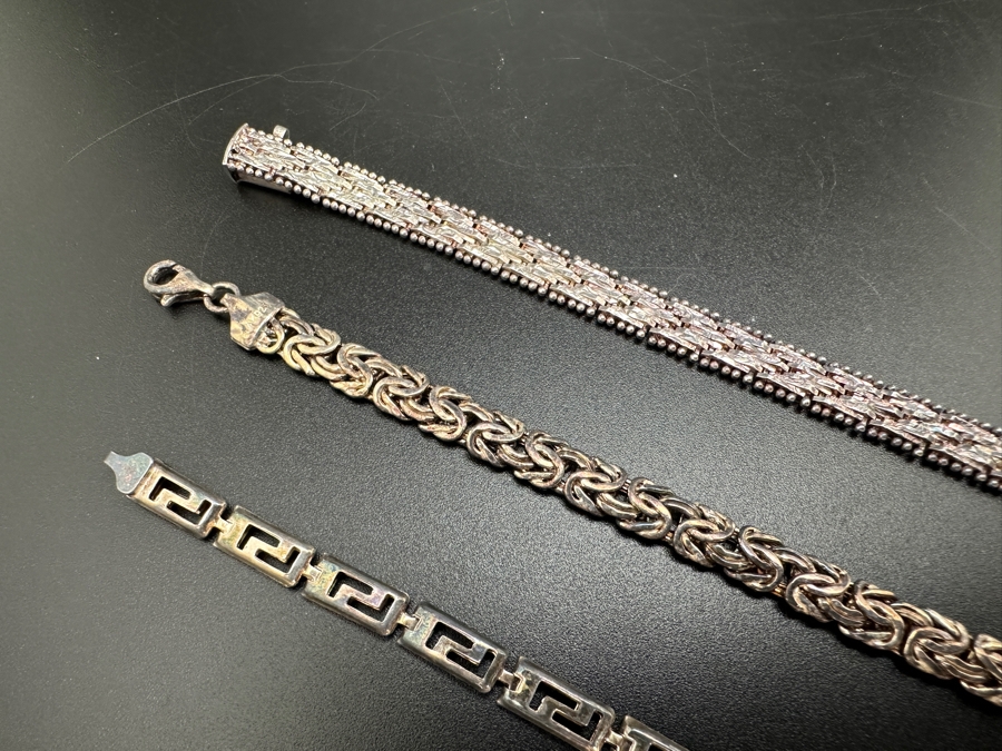 Set Of Three Sterling Silver Bracelets 7.5L 27.2g [Photo 2]