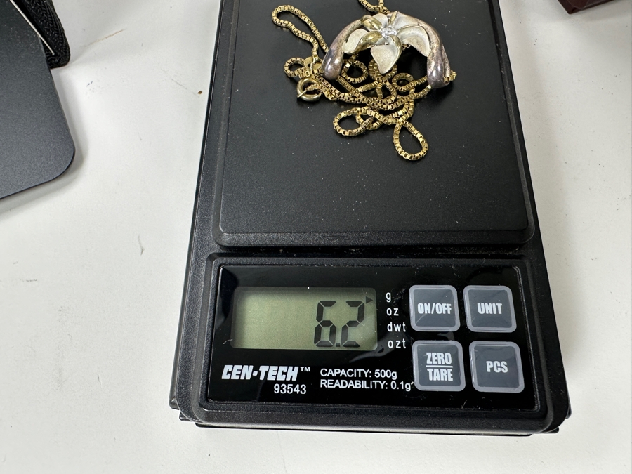 18' Sterling Silver Plumeria CZ Necklace 6.2g [Photo 6]