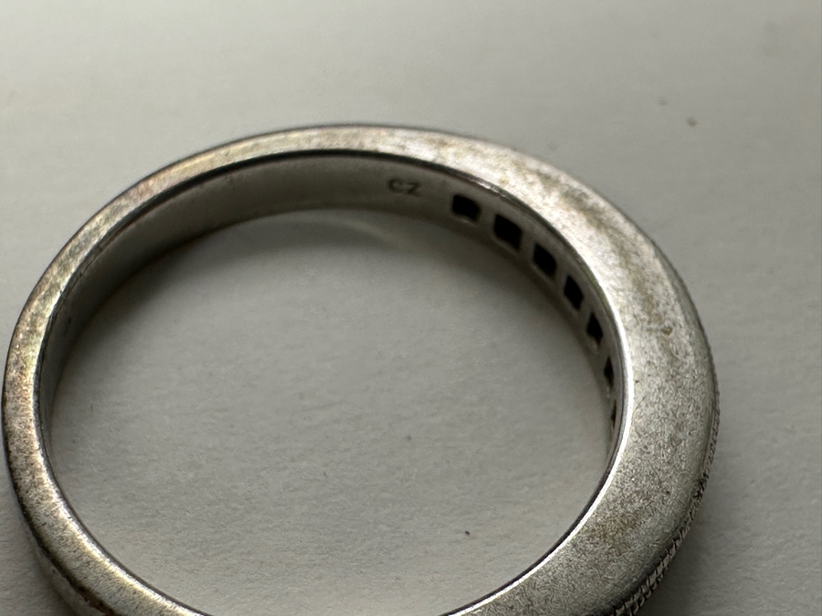 Pair of Sterling Silver CZ Ring Bands 5.6g Size 7 [Photo 10]