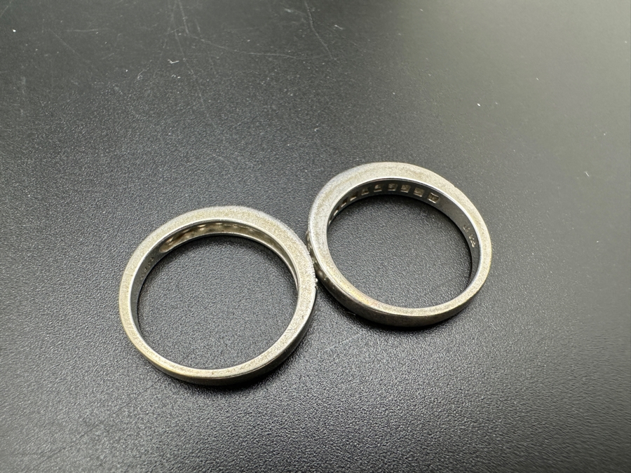 Pair of Sterling Silver CZ Ring Bands 5.6g Size 7 [Photo 5]