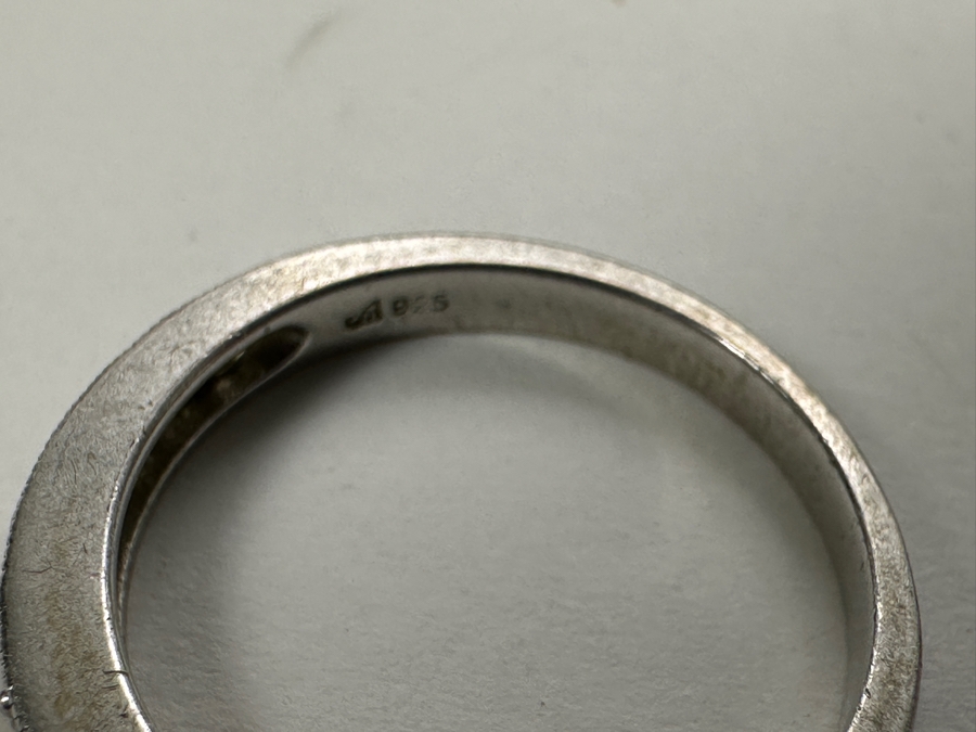 Pair of Sterling Silver CZ Ring Bands 5.6g Size 7 [Photo 7]